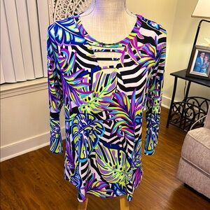 🆕💙SEW IN LOVE: Vibrant Multicolor 3/4 Sleeve Top SMALL